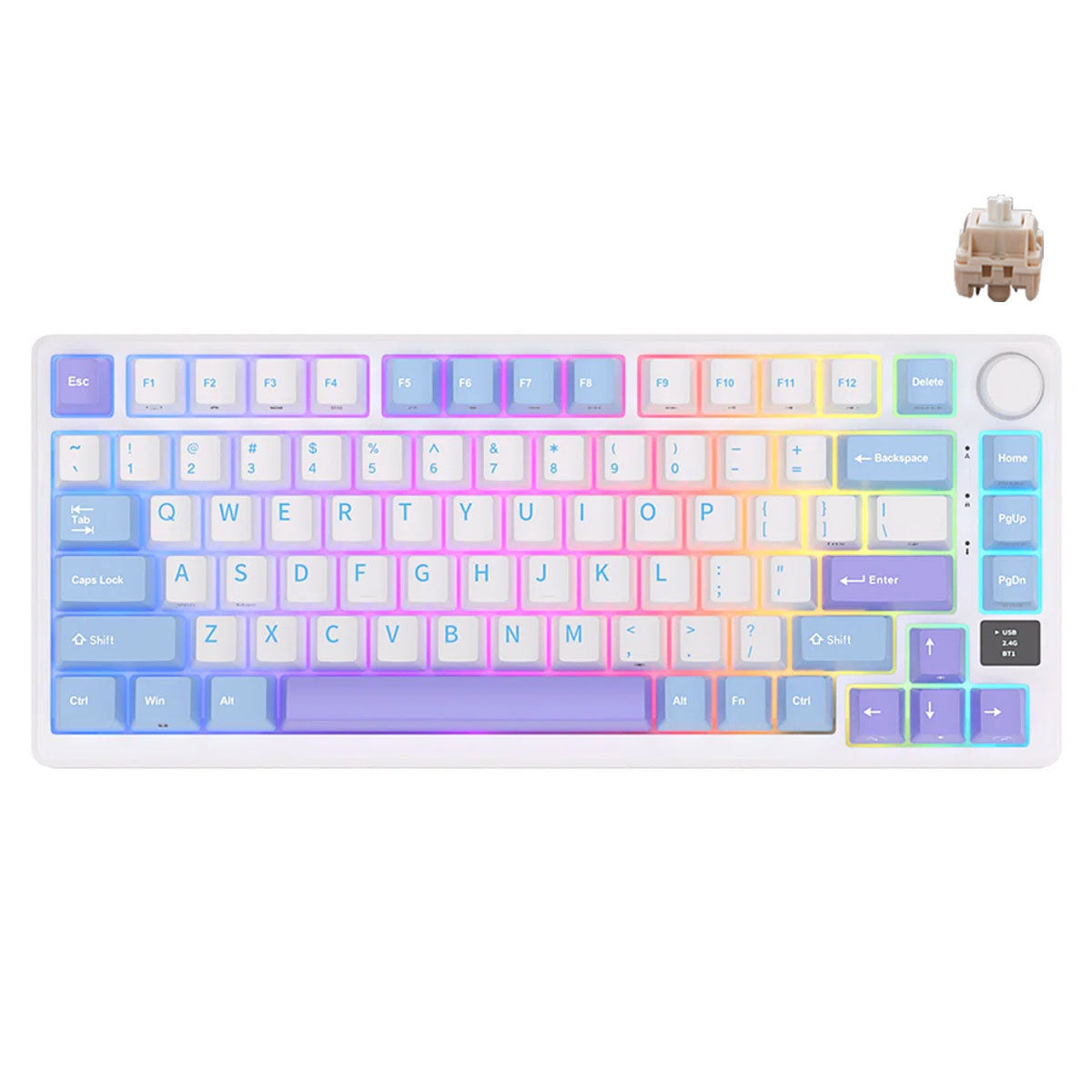 Royal Kludge RK-M75 Tri-Mode RGB 81 Keys Hot-Swappable Mechanical Keyboard Taro Milk