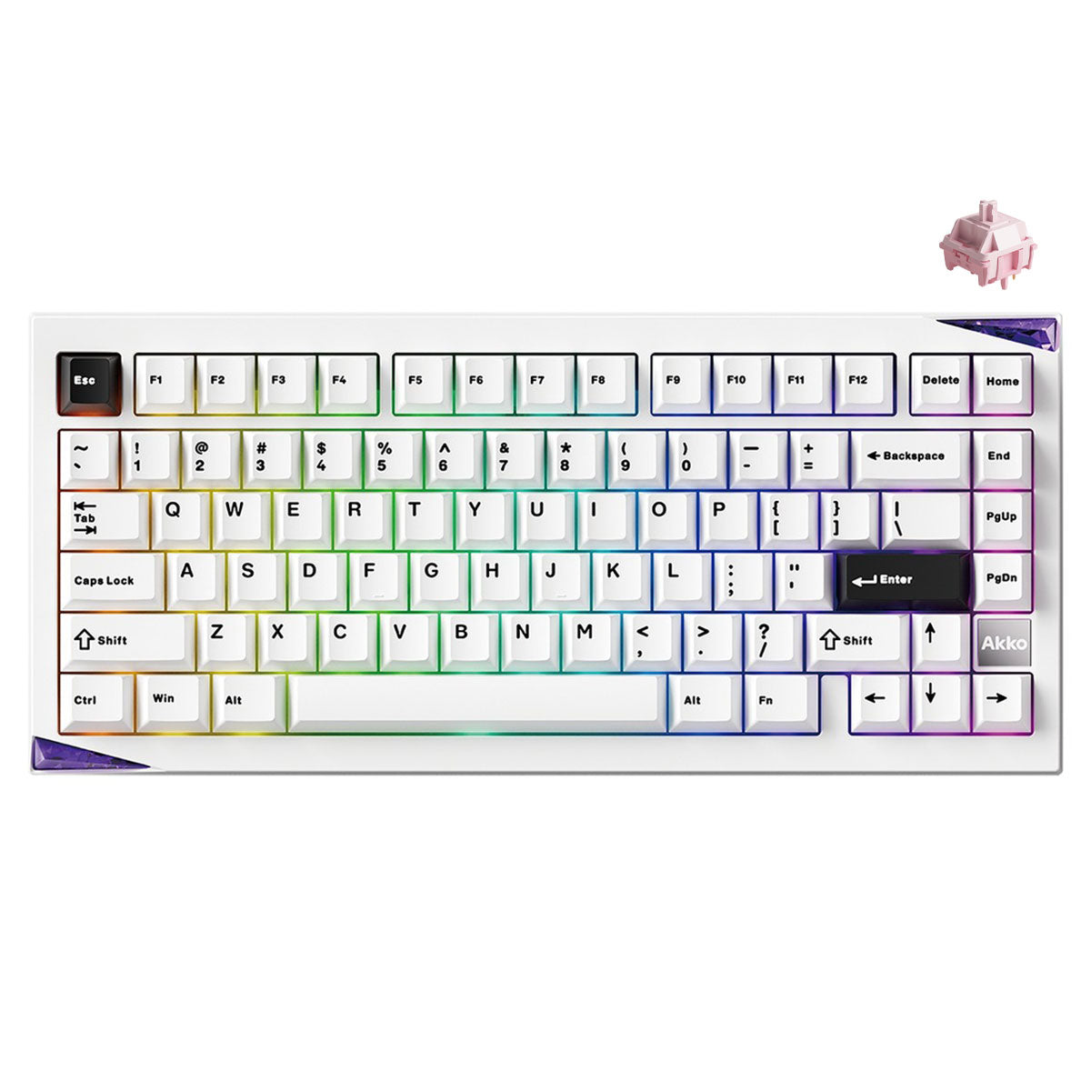 Akko Mineral 01 VIA Black on White Aluminum Curved Design Case Multi-Mode RGB Hot-Swappable Mechanical Keyboard