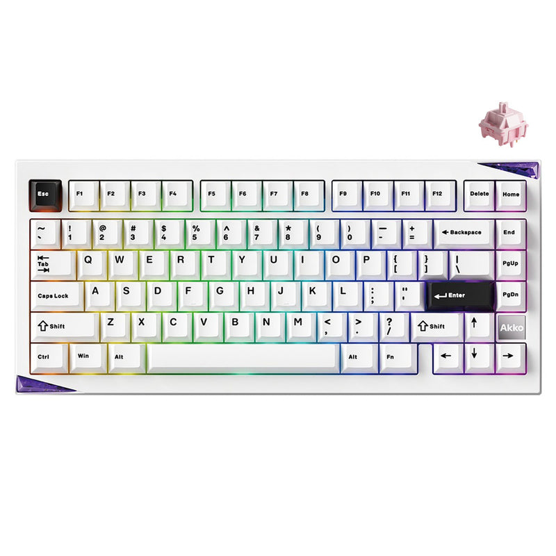 Akko Mineral 01 VIA Black on White Aluminum Curved Design Case Multi-Mode RGB Hot-Swappable Mechanical Keyboard