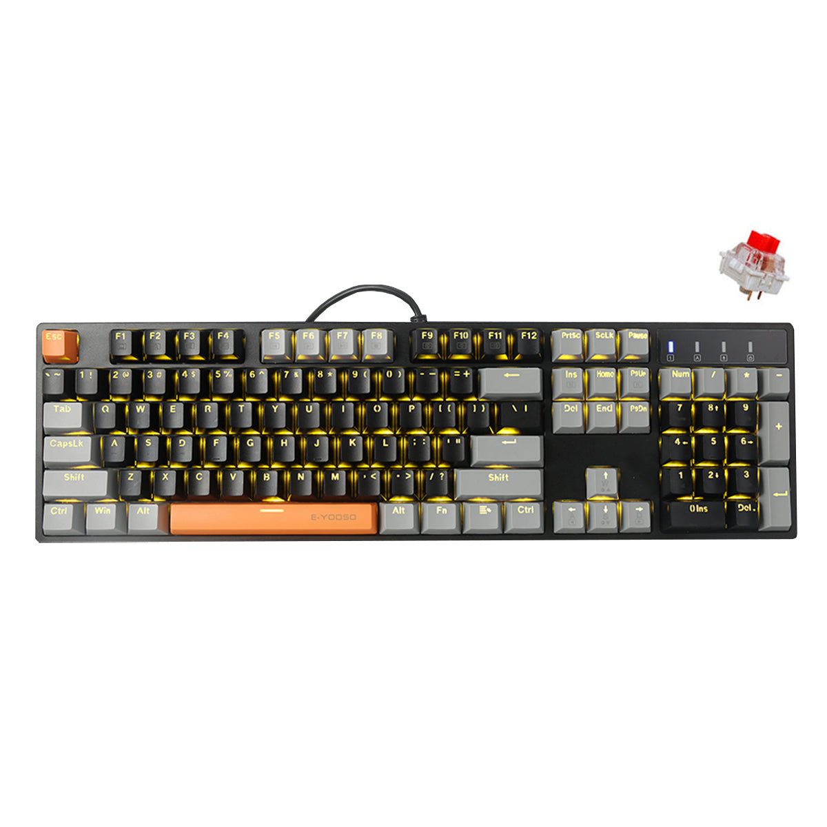 E-Yooso Z-14 Single Light 104 Keys Mechanical Keyboard Grey/Black (Red Switch)