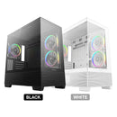 DeepCool CG380 3F Panoramic Dual Tempered Glass MATX Case (Black, White)