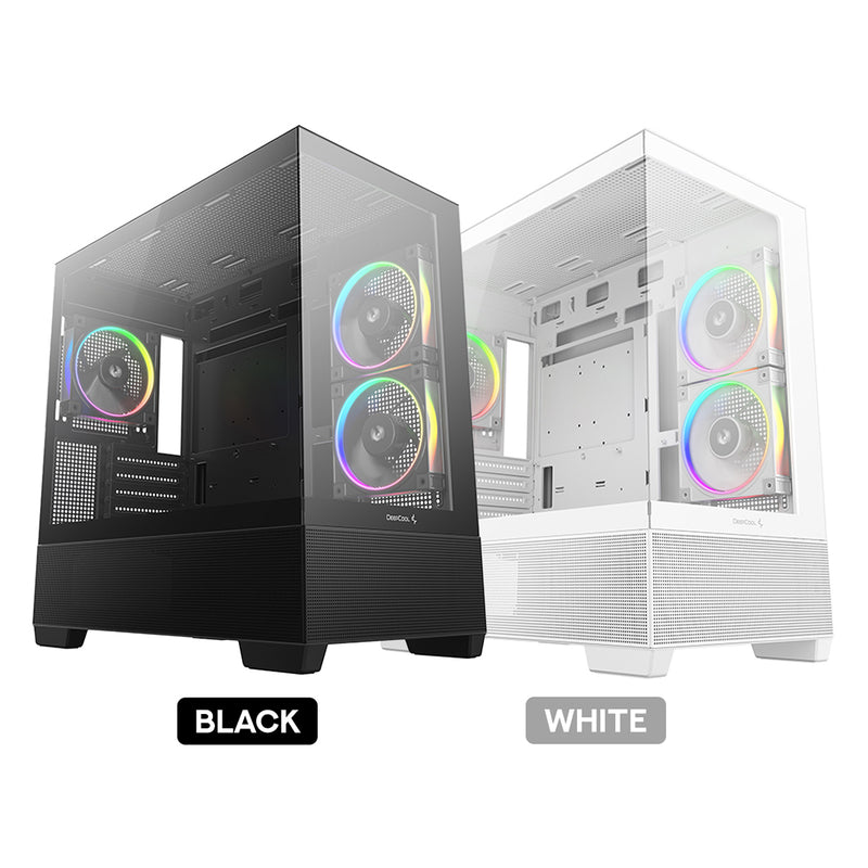 DeepCool CG380 3F Panoramic Dual Tempered Glass MATX Case (Black, White)