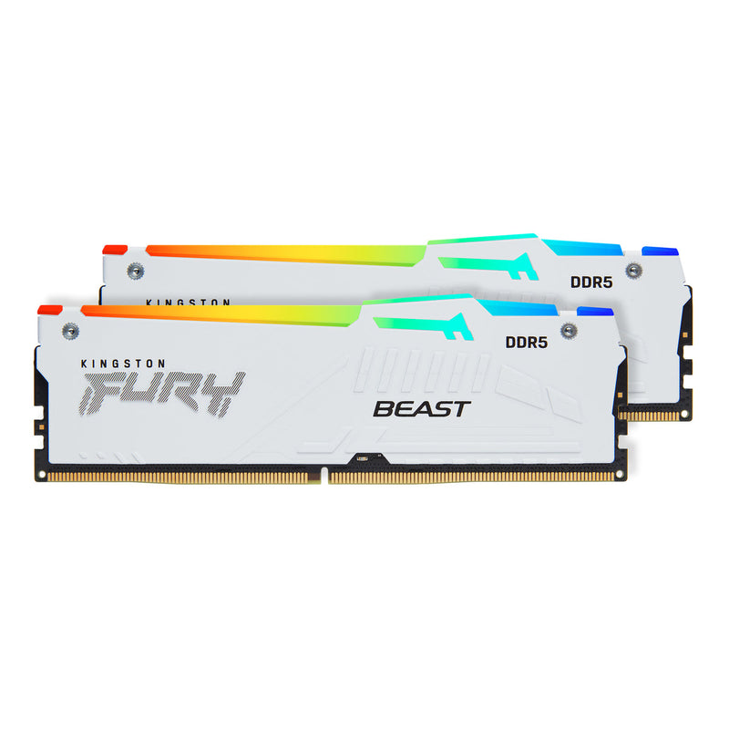 Kingston Fury Beast 32GB (2x16GB) DDR5 RGB Expo 6000MT/s CL36-44-44 Memory (White) (KF560C36BWE2AK2-32)