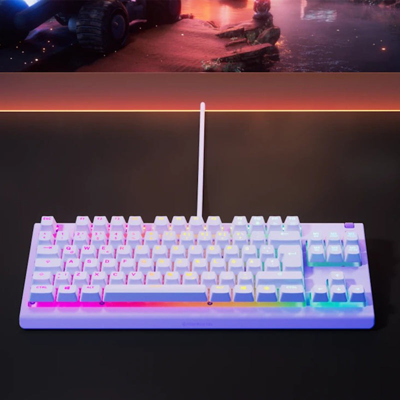SteelSeries Apex 3 TKL RGB Water & Dust Resistant Whisper Quiet Switches Gaming Keyboard (Lavender)