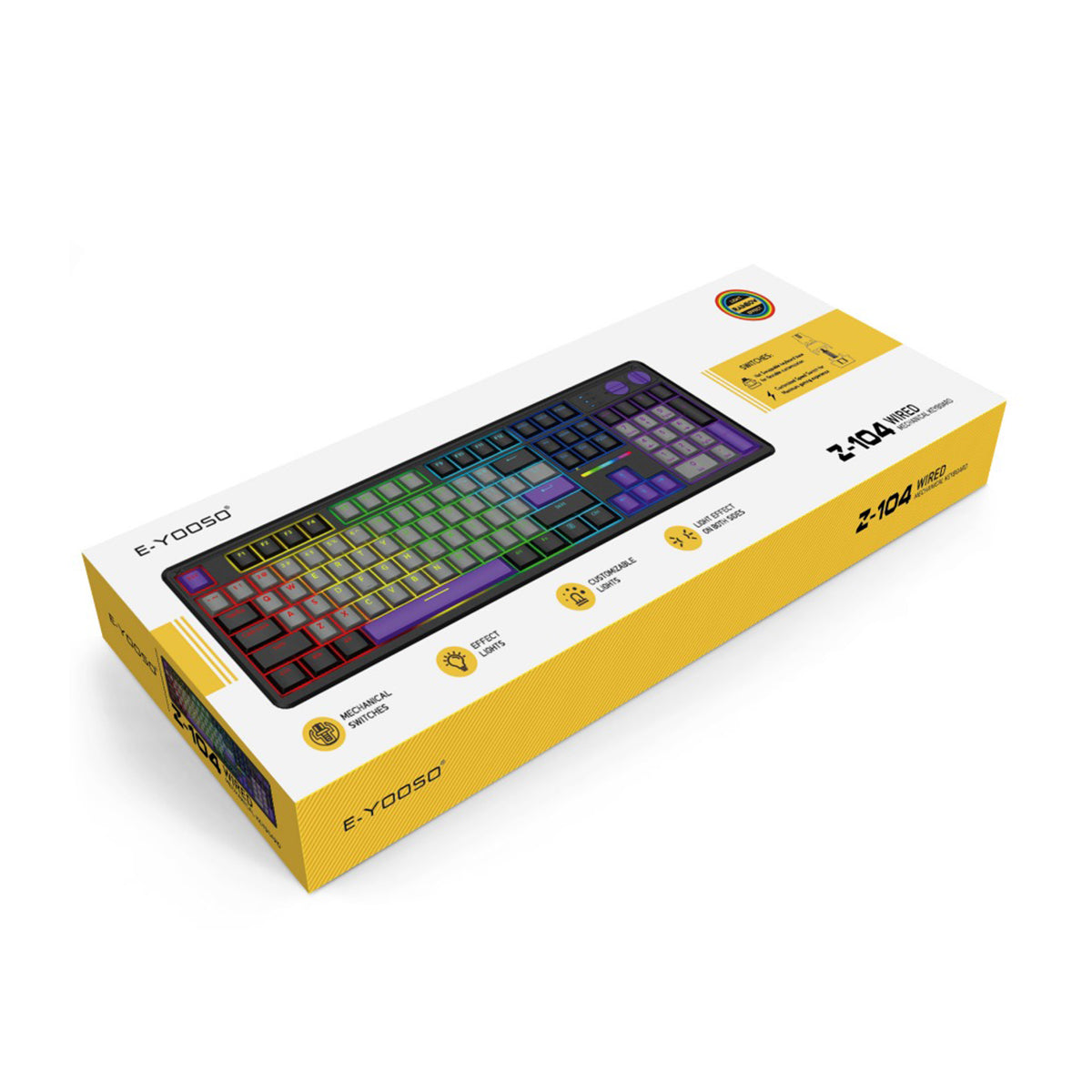 E-Yooso Z-104 Rainbow Light Wired Mechanical Keyboard Grey/Black/Purple (Silverwood Switch)
