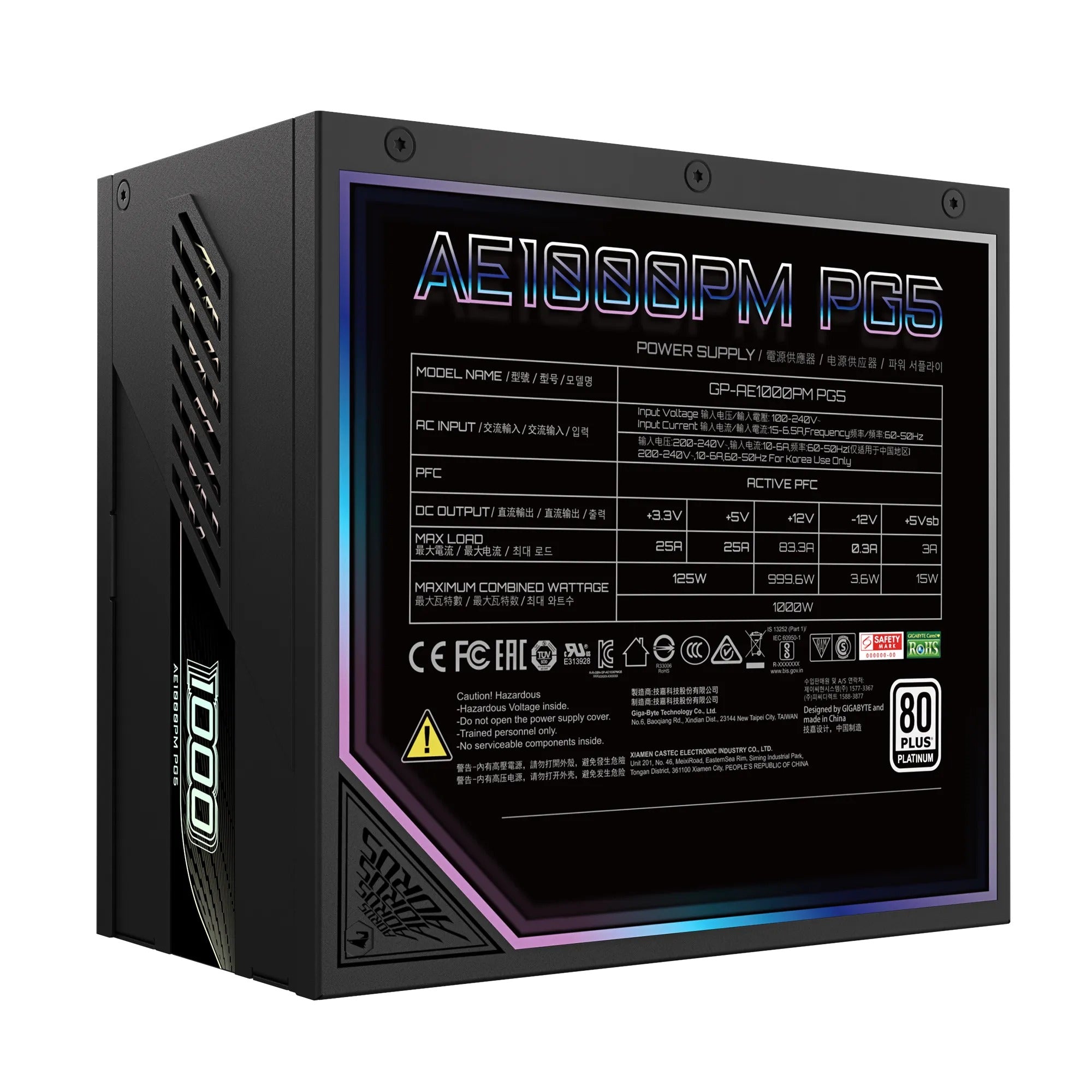 Gigabyte Aorus Elite P1000W 80+ Platinum PG5 PCIe 5.0 Modular Power Supply (Black) - DataBlitz