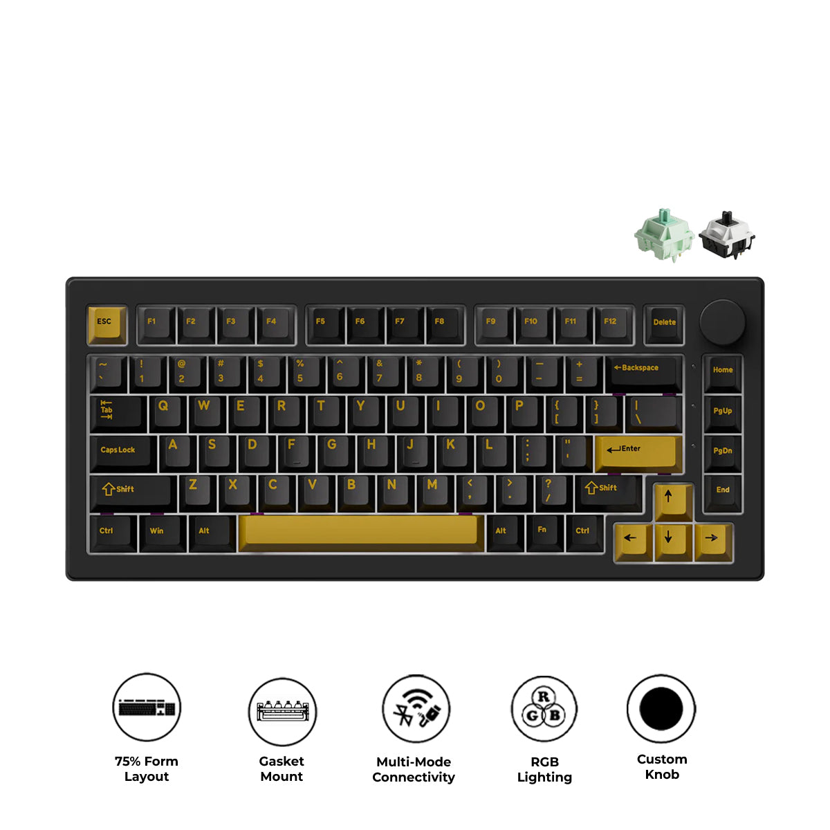 Akko 5075 V3 Multi-Mode RGB Hot-Swappable Mechanical Keyboard (Black & Gold)