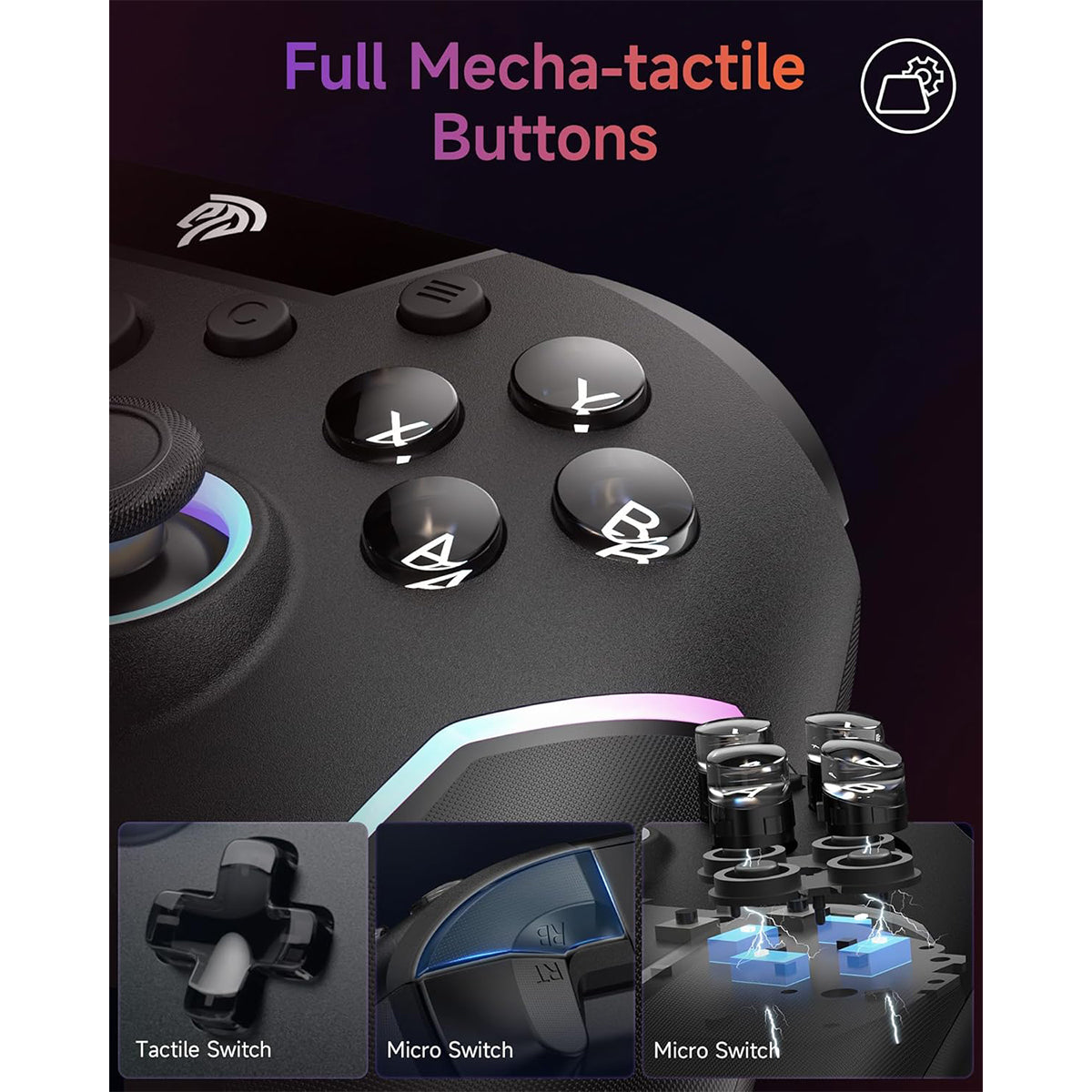 EasySMX X20 Multi-Platform Wireless Gaming Controller with Trigger Lock & Hall Effect Sensor (White, Black) (VG-C518, VG-C548)