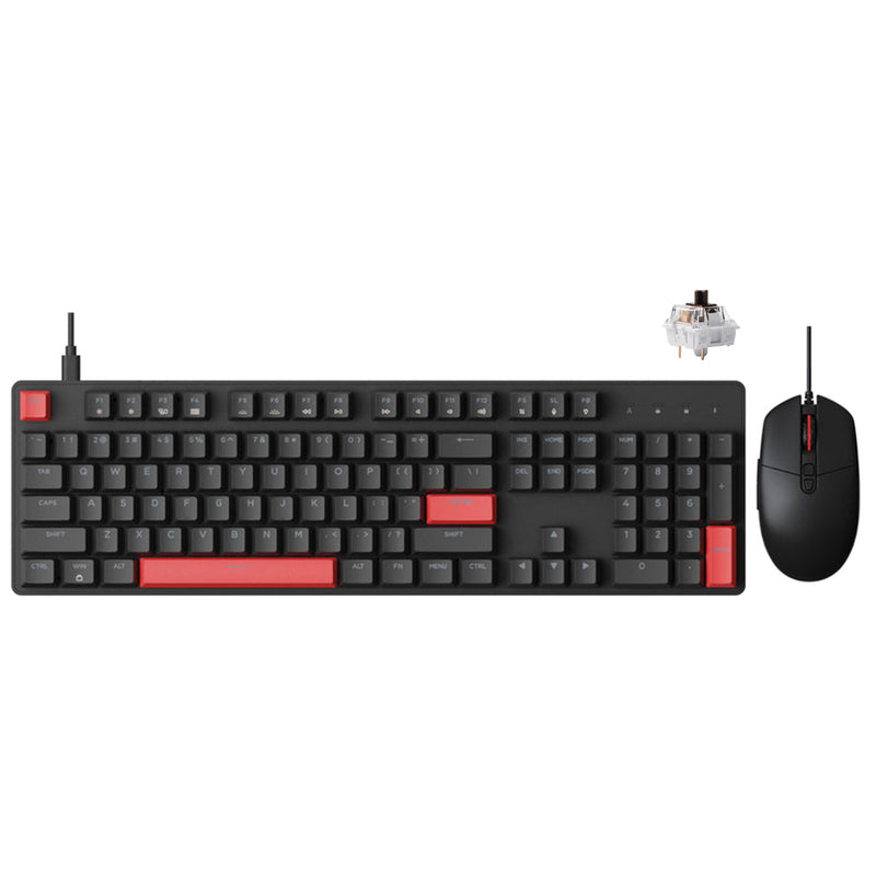 Keychron Lemokey X2 QMK Red Backlight Full Size Wired Mechanical Gaming Keyboard With M55 Mouse Combo (Brown Switch, Red Switch) (X2-C3, X2-C1)