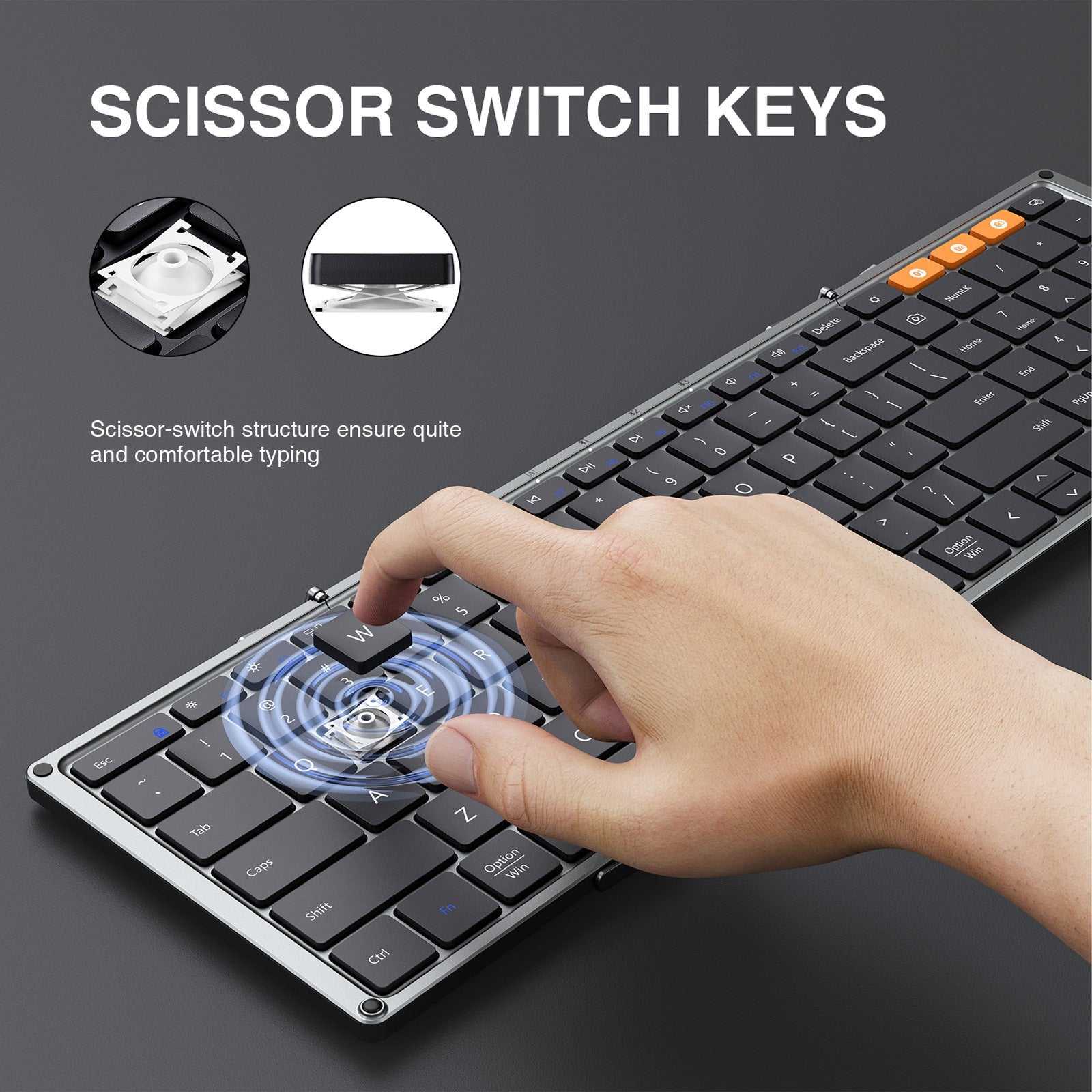ProtoArc XK01 Foldable Full-Size Bluetooth Keyboard (Space Grey)
