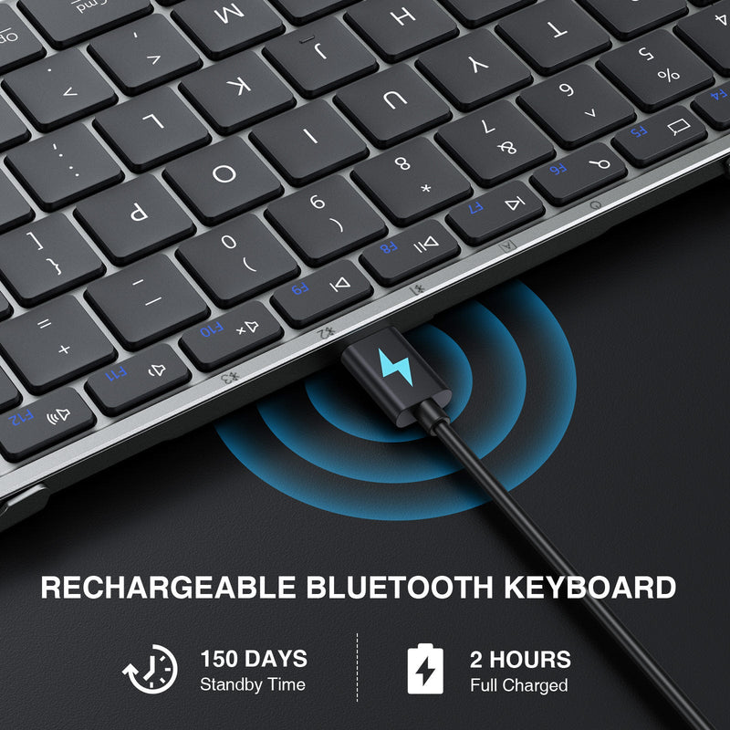 ProtoArc XK01 Foldable Full-Size Bluetooth Keyboard (Space Grey)