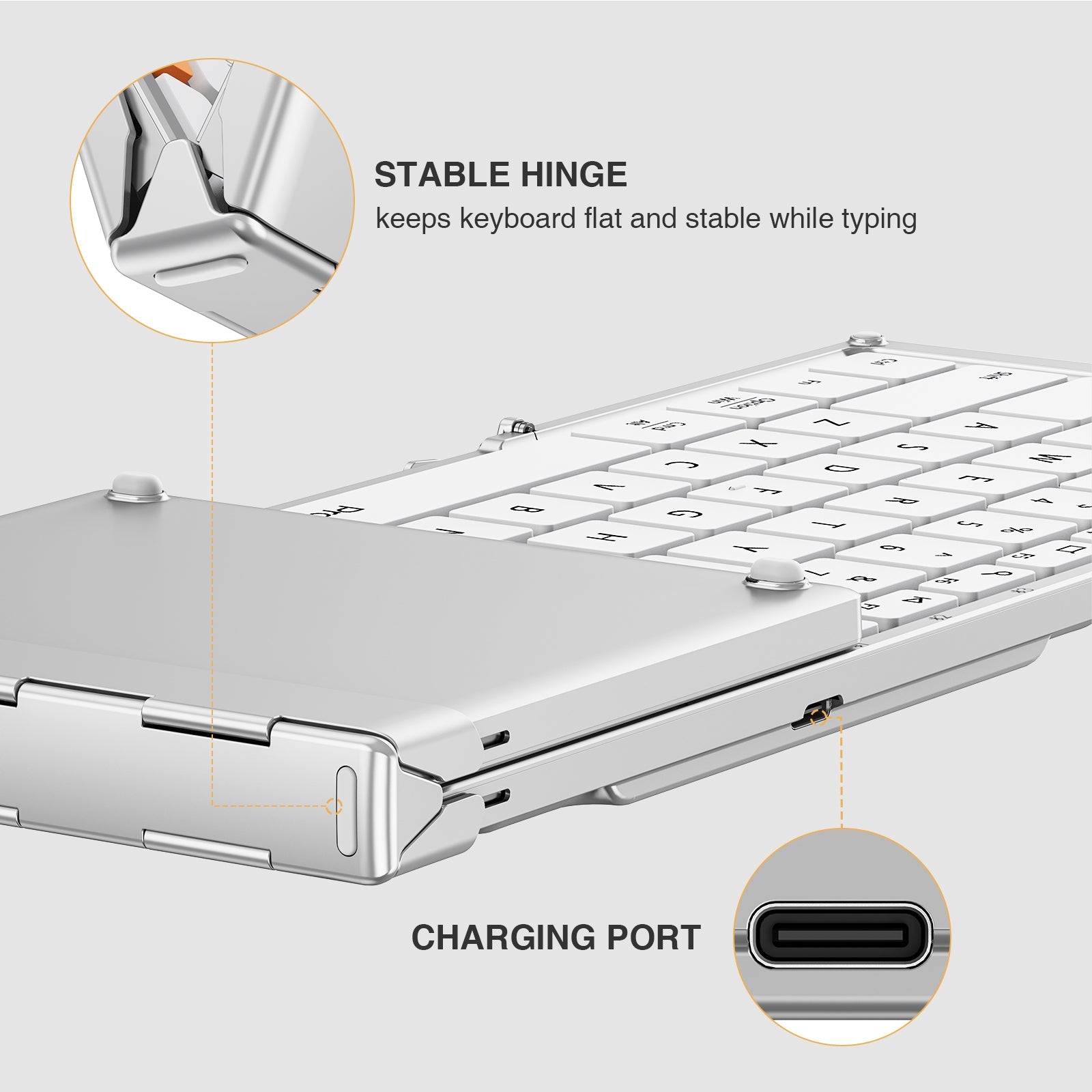 ProtoArc XK01 Foldable Full-Size Bluetooth Keyboard (White) (CP012684)