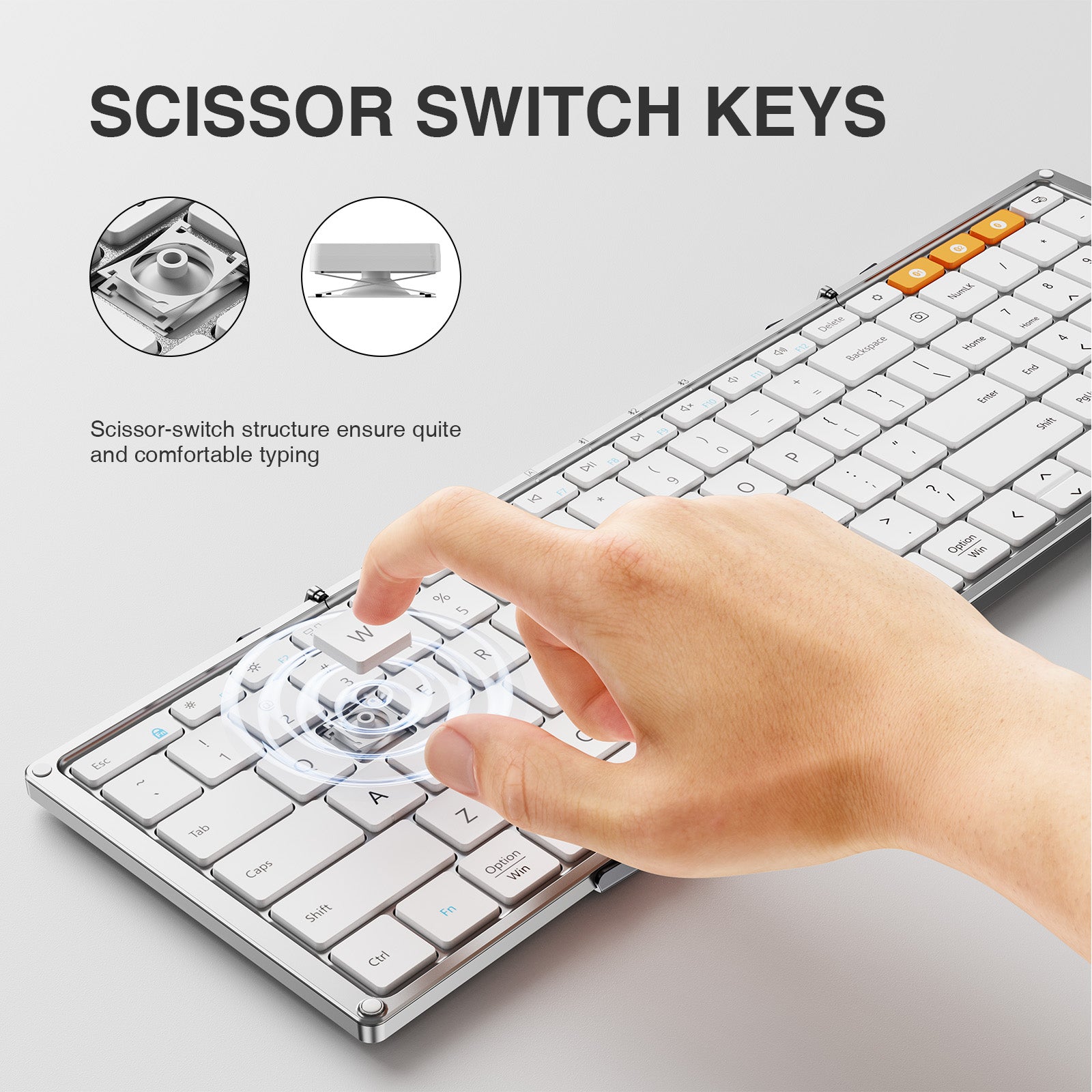 ProtoArc XK01 Foldable Full-Size Bluetooth Keyboard (White) (CP012684)