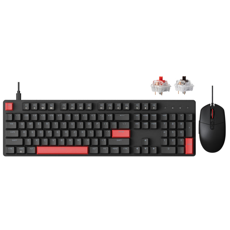 Keychron Lemokey X2 QMK Red Backlight Full Size Wired Mechanical Gaming Keyboard With M55 Mouse Combo (Brown Switch, Red Switch) (X2-C3, X2-C1)