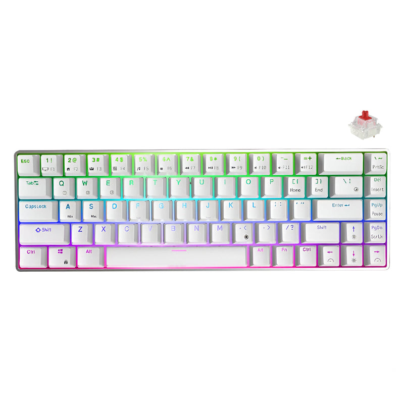 Royal Kludge G68 Tri-Mode RGB 68 Keys Hot Swappable Mechanical Keyboard White