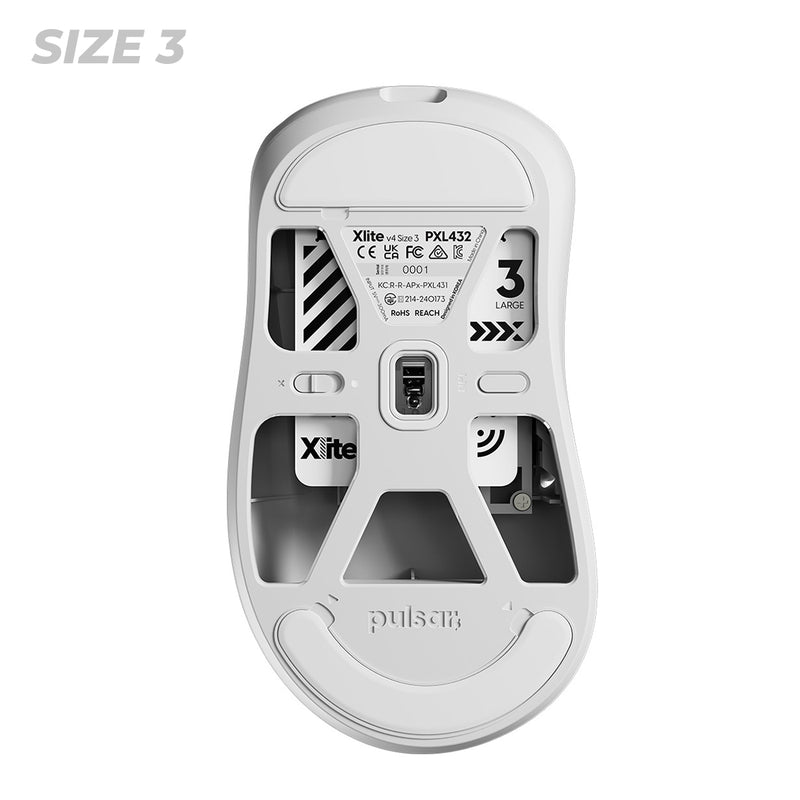 Pulsar Xlite V4 Ultralight Weight eSports Mouse Size 3 (Black, White) (PXL431, PXL432)