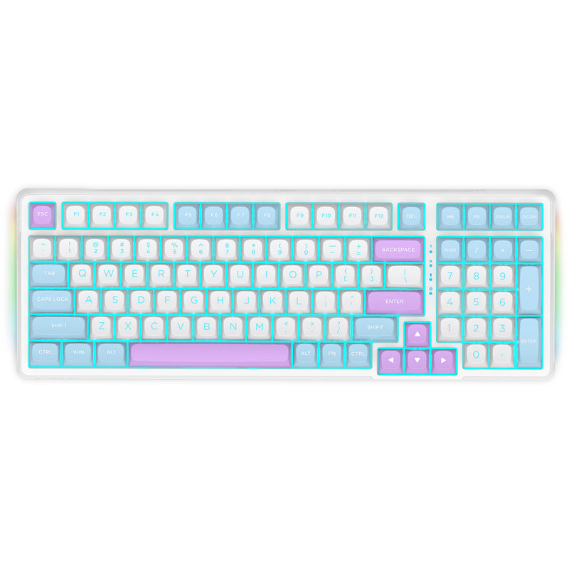 E-Yooso Z-99 RGB 99-Keys Tri-Mode Mechanical Keyboard White/Blue/Purple (Silverwood Switch)