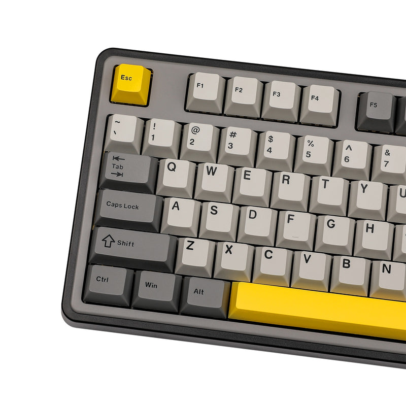 Ajazz AK980 RGB Tri-Mode 98% 97-Keys Gasket-Mounted Hot-Swappable Mechanical Keyboard with 1.14" TFT Display Screen & Knob (Black/Grey/Yellow) 