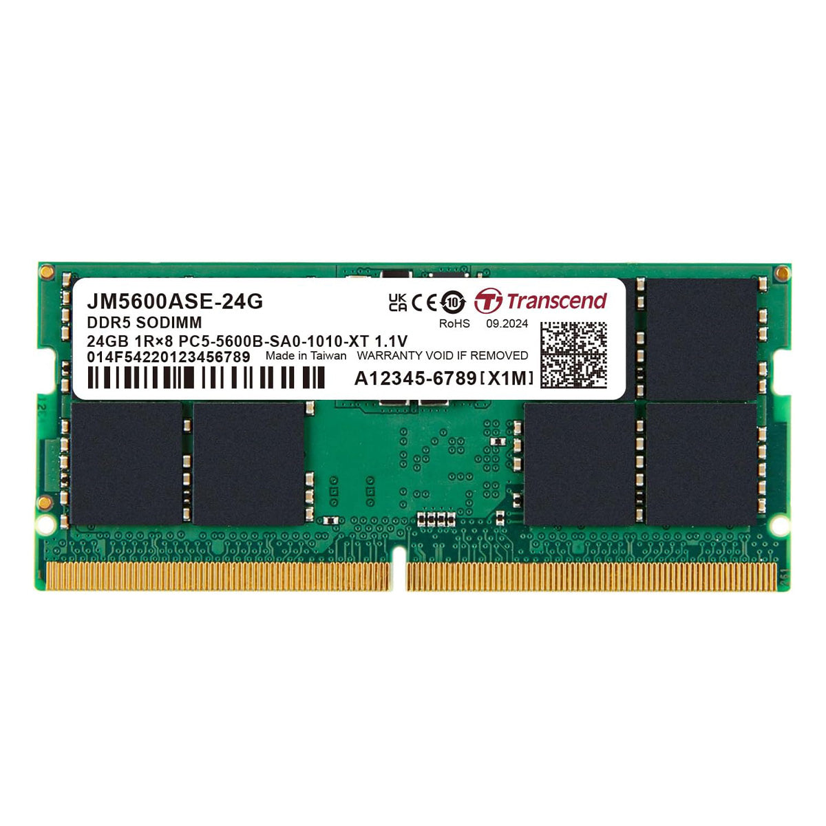Transcend JetRam 24GB DDR5 5600MHz SODIMM 1Rx8 CL46 1.1V (JM5600ASE-24G)