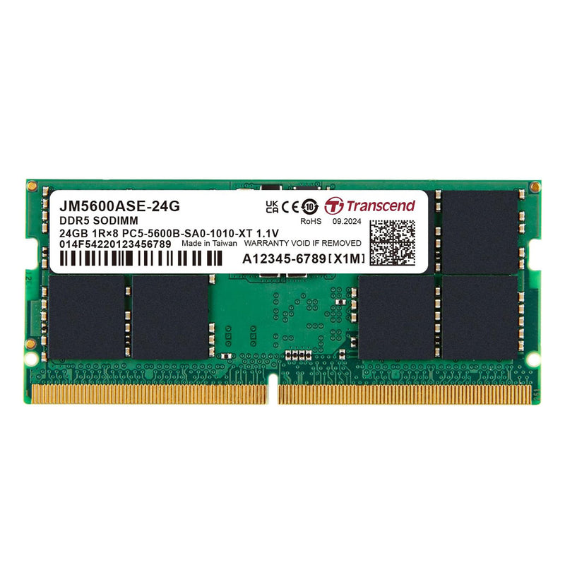 Transcend JetRam 24GB DDR5 5600MHz SODIMM 1Rx8 CL46 1.1V (JM5600ASE-24G)