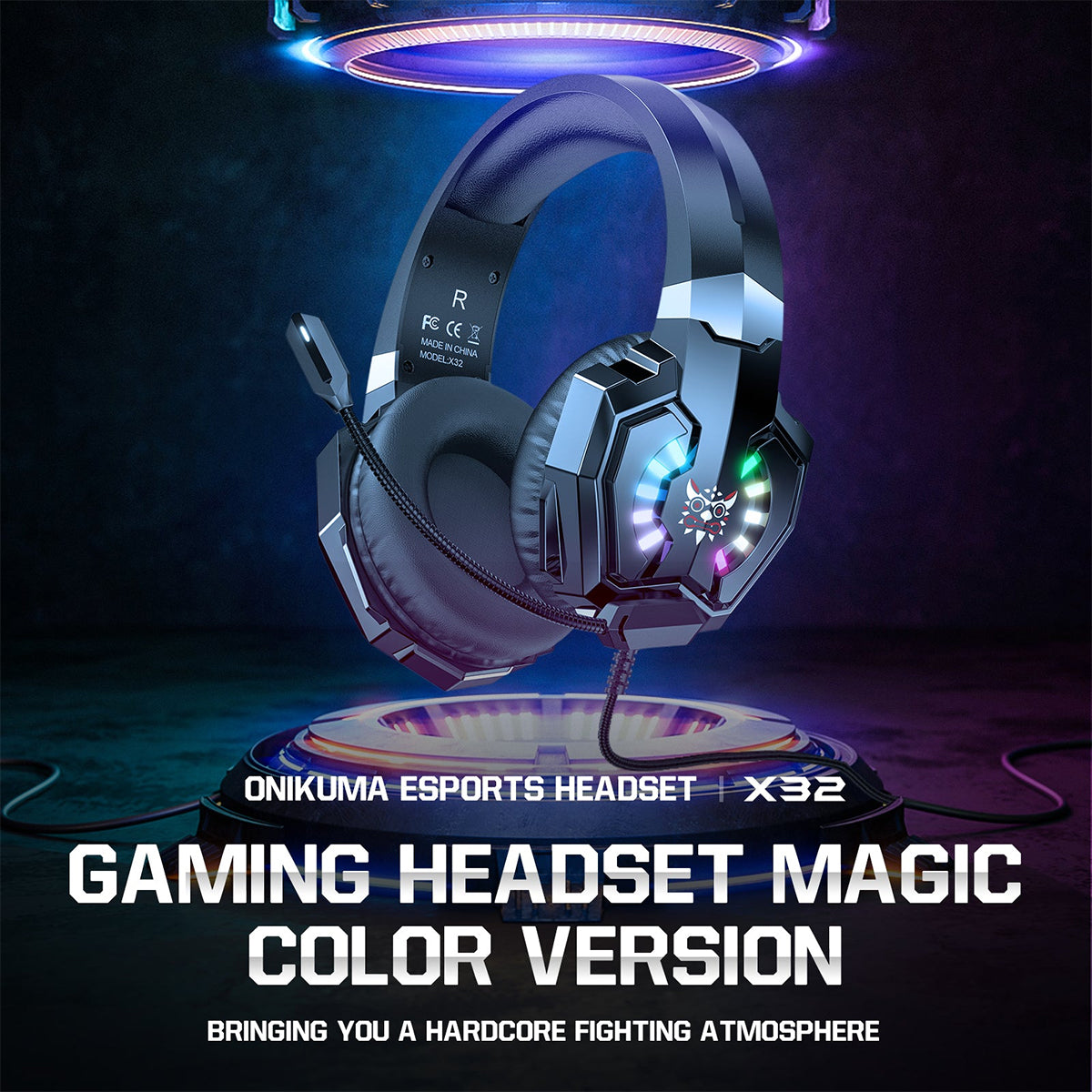 Onikuma X32 RGB Wired Professional Gaming Headset (Black)