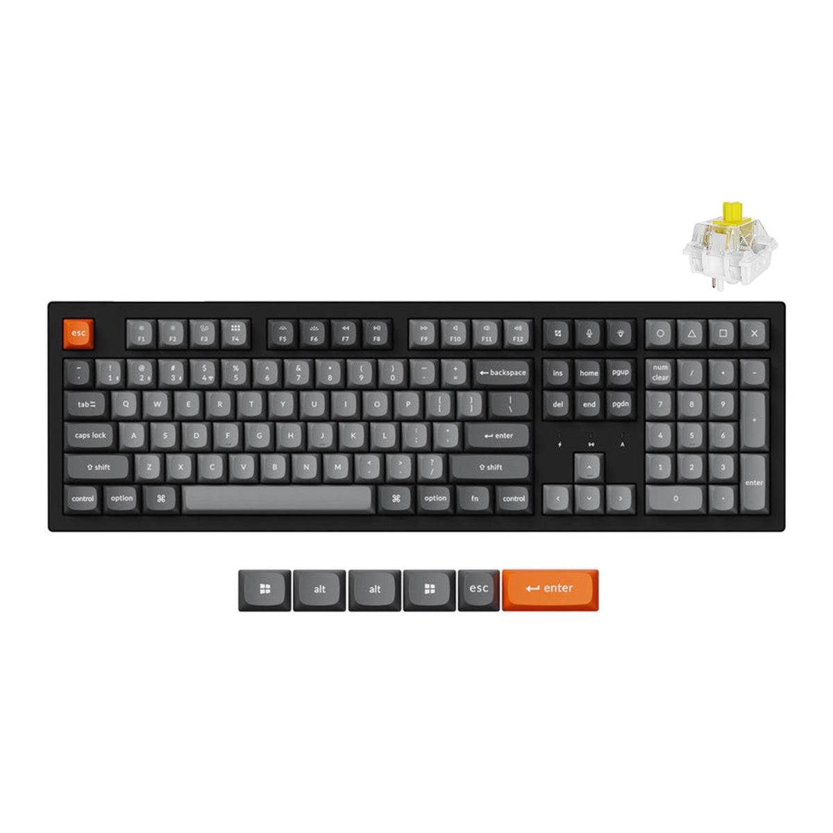 Keychron K10 Max QMK Fully Assembled RGB Backlight Full-Size Wireless Mechanical Keyboard Black (Super Banana Switch, Super Red Switch) (K10M-B4, K10M-B1)
