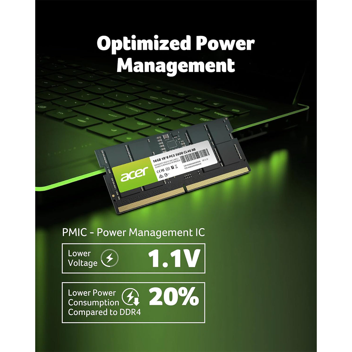 Acer SD200 16GB (1x16GB) 5600MHz CL46 DDR5 SODIMM (BL.9BWWA.414)