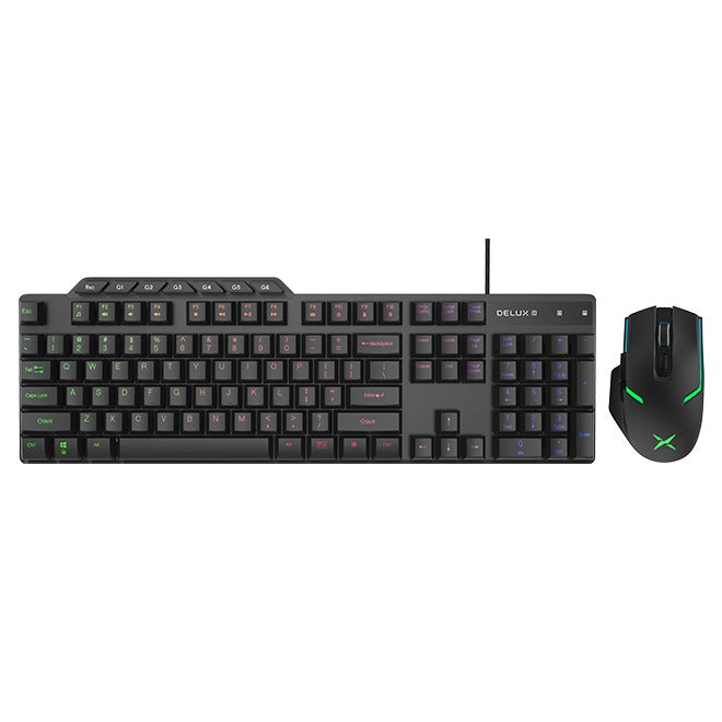 Delux K9800U 104-Keys Wired Gaming Keyboard + Delux M588BU Wired Gaming Mouse Combo (Black)