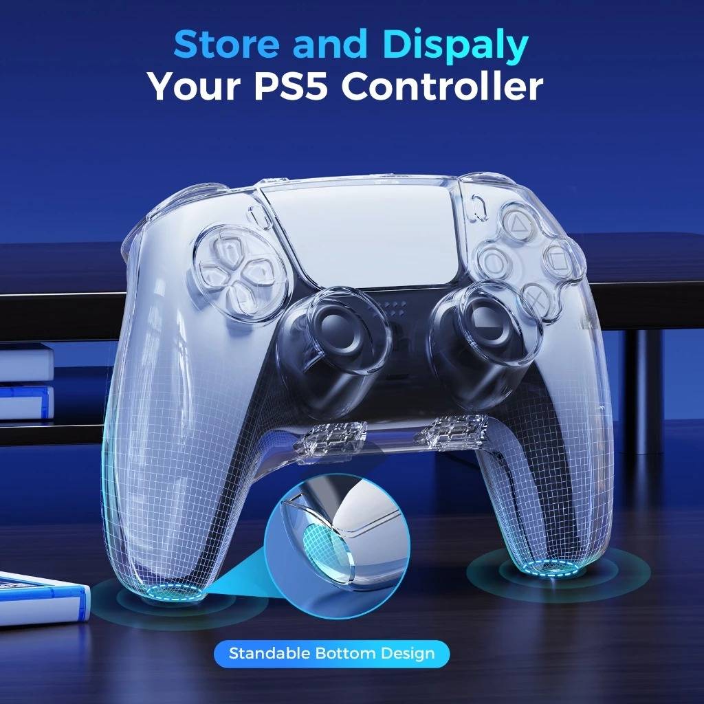 IINE Protective Case Magnetic Closure for PS5 Controller (Transparent) (L1008)