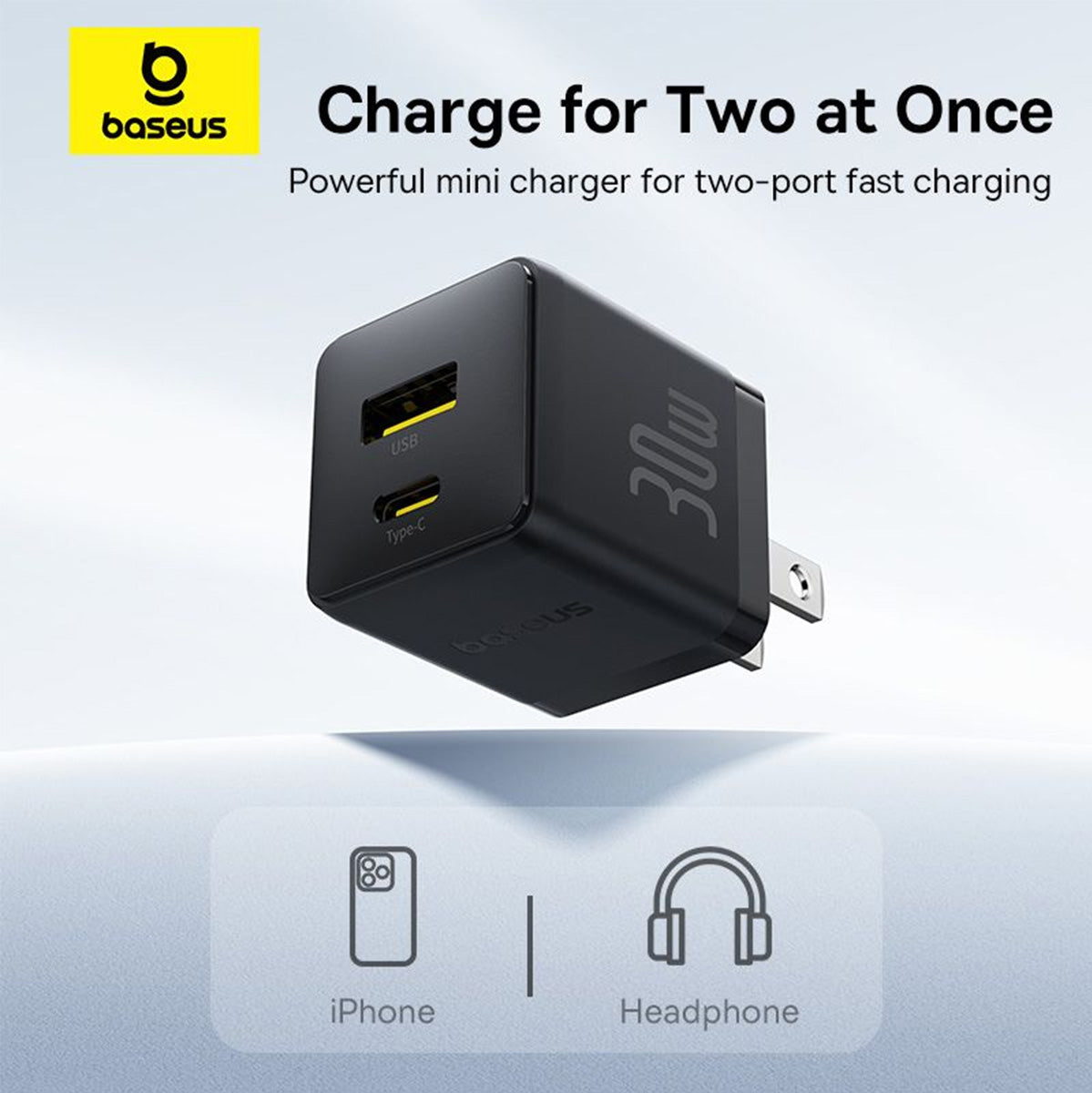 Baseus Palm Fast Charger C+U 30W (Cluster Black) (P1011160B113-00)