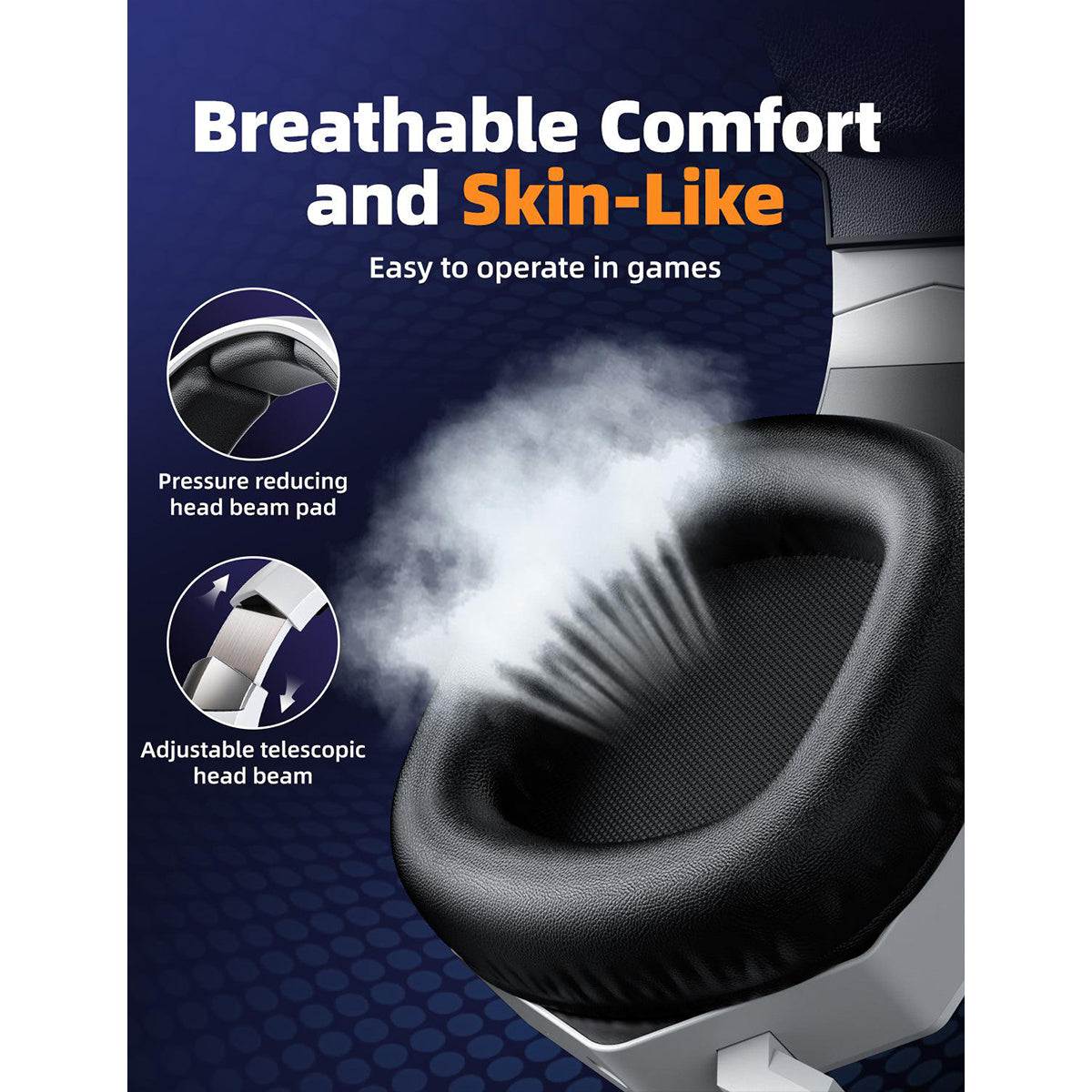 Onikuma GT806 RGB Tri-Mode Gaming Headset with Microphone (Black, White)