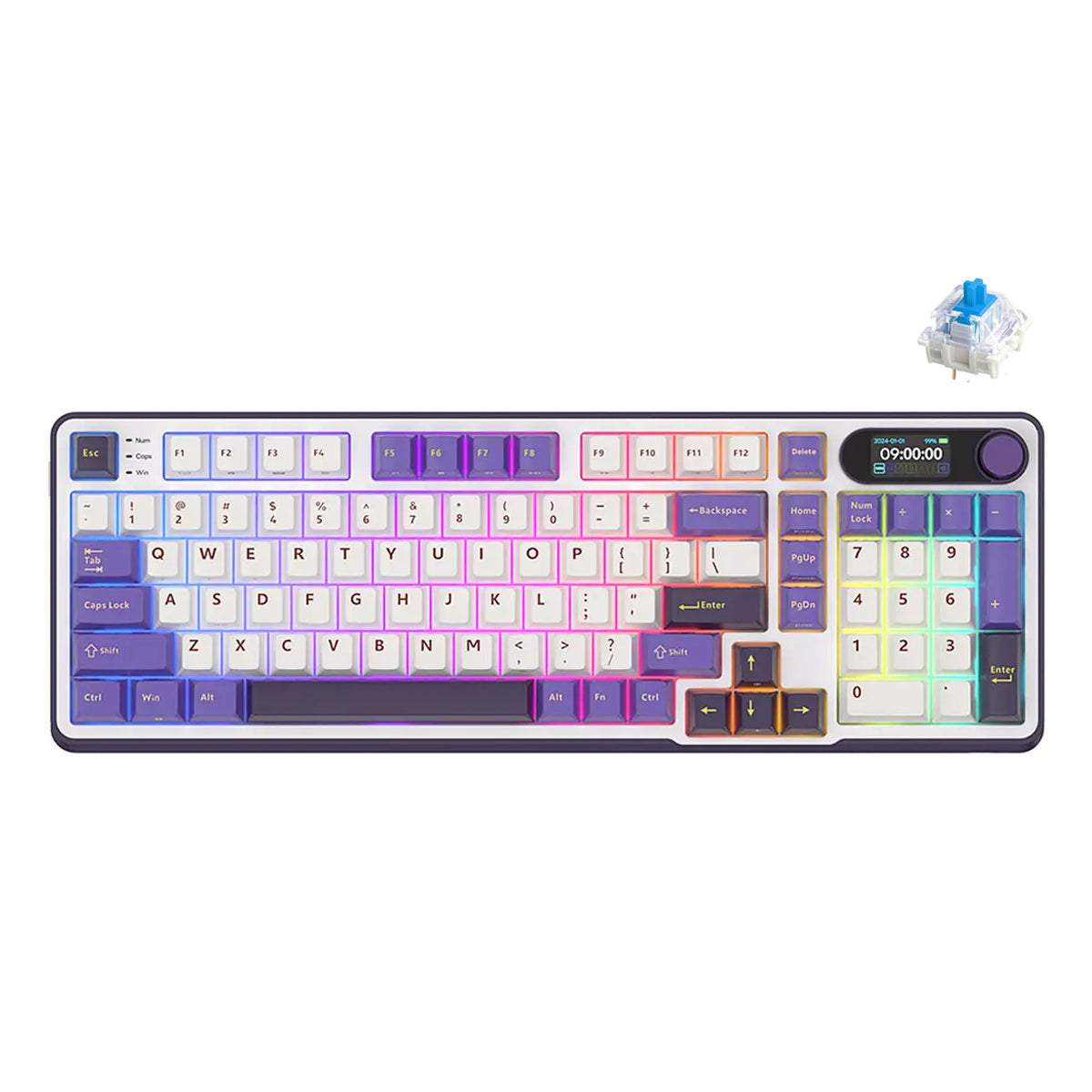 Royal Kludge RK-S98 Tri-Mode RGB 98 Keys Hot Swappable Mechanical Keyboard Blackberry Mousse