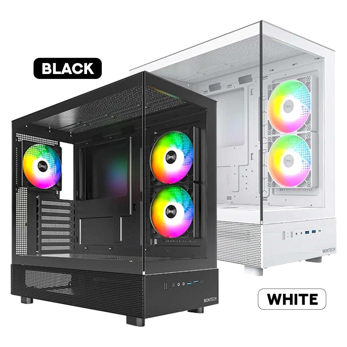 Montech XR Mid Tower ATX PC Case (Black, White)