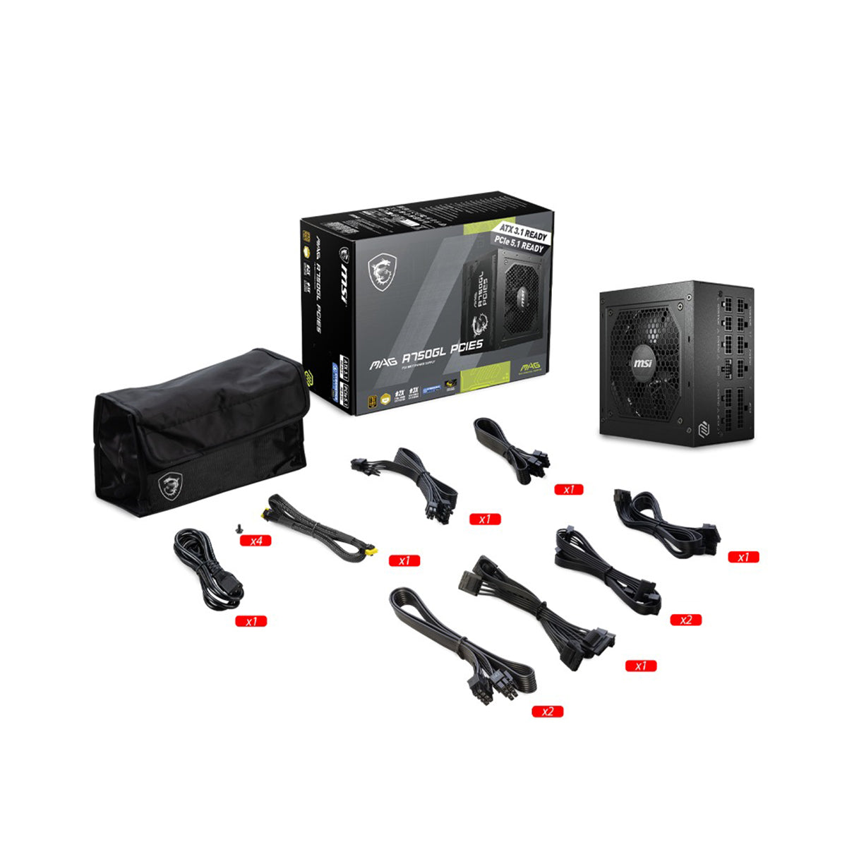 MSI MAG A750GL PCIe 5.1 80+ Gold 750W Full Modular Power Supply