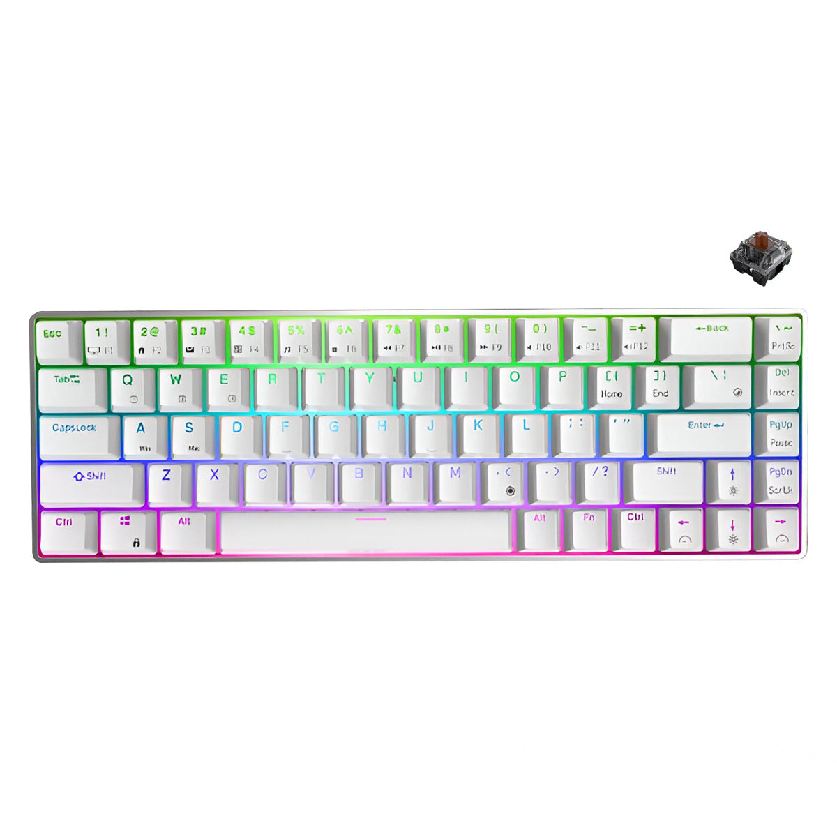 Royal Kludge G68 Tri-Mode RGB 68 Keys Hot Swappable Mechanical Keyboard White