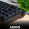 Ajazz AK650 White Backlit Wired 66-Key Gasket-Mounted Hot-Swappable Mechanical Keyboard (Black)