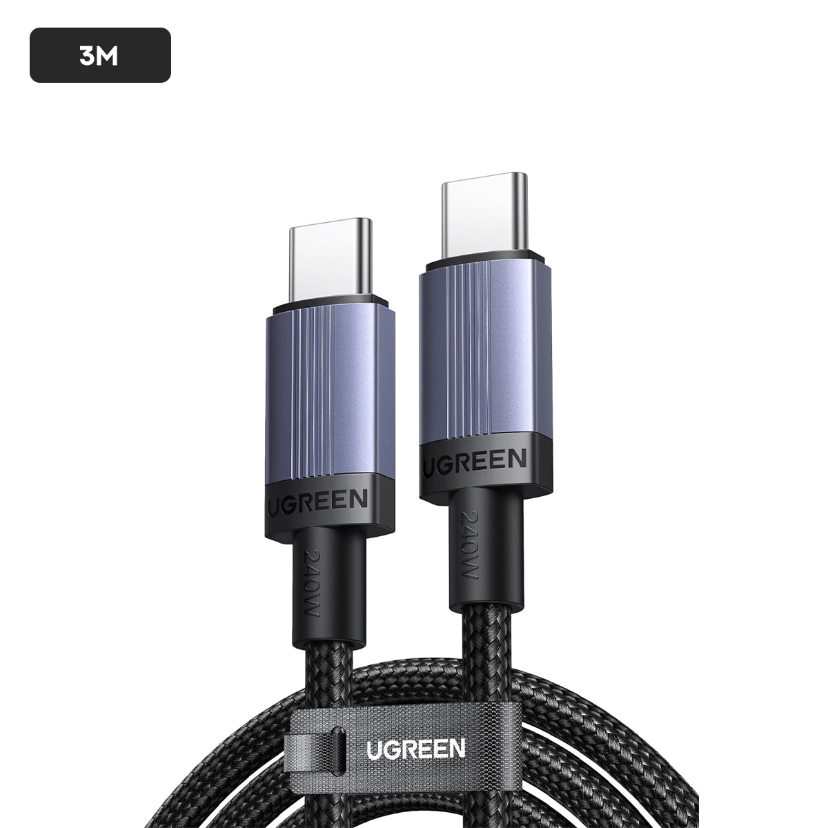 Ugreen USB-C to USB-C 5A/240W Max PD Fast Charging Braided Cable - (Space Gray)