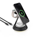 SODI T3 3-in-1 Magnetic 15W Wireless Charging Station for Apple Devices Night Light (Black, White)