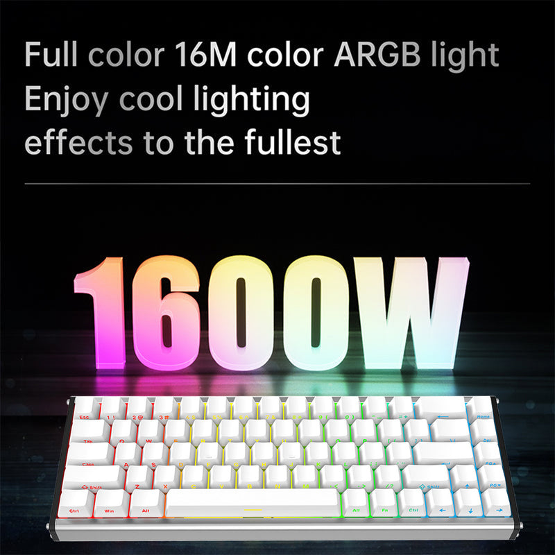 Ajazz ALUX68 Max RGB Wired 68-Keys Aluminum CNC Case Hot-Swappable Mechanical Keyboard (White) (Kotec Switch)
