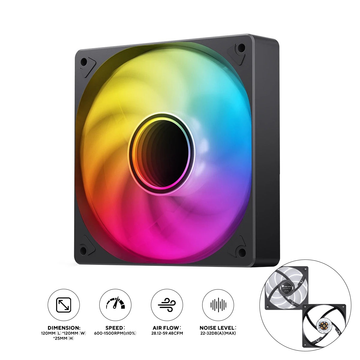 Jonsbo SL-120B ARGB 120MM Silent Series Fan (Black)