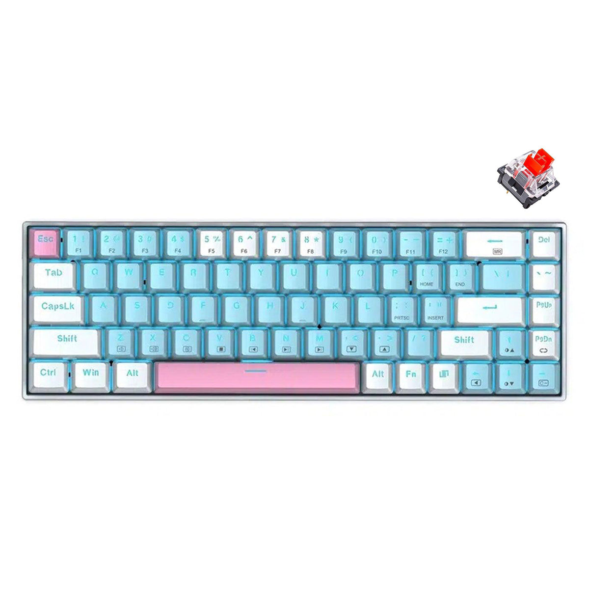 E-YOOSO Z-686 Single Light 68 Keys Hot Swappable Mechanical Keyboard Blue/White (Red Switch)