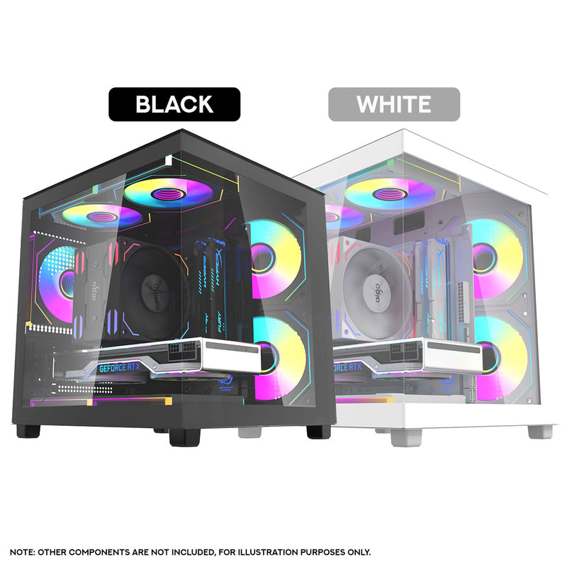 Aigo Apollo A275 Panoramic Glass M-ATX PC Case (Black, White)