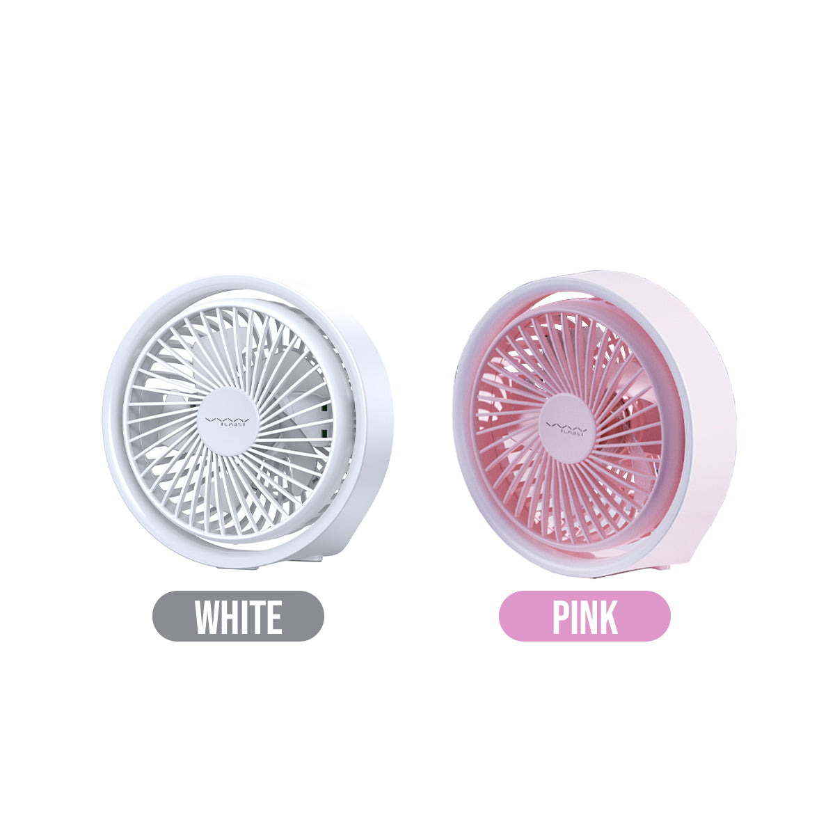 Vyvylabs D04 Mini Portable Desktop Fan with Led Light (White, Pink)