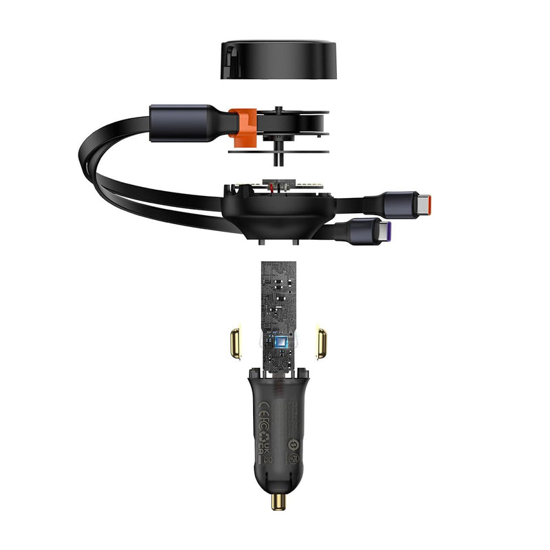 Baseus Enjoyment Retractable 2-in-1 Car Charger C+C 33W (C00035500111-00)