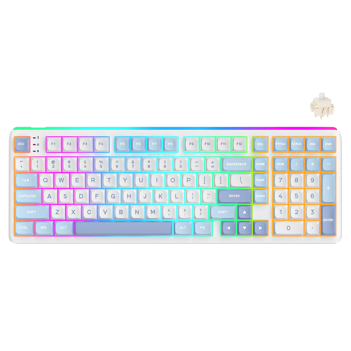 Royal Kludge RK R99 Tri-Mode RGB 101 Keys Hot-Swappable Mechanical Keyboard Rhythm Blue
