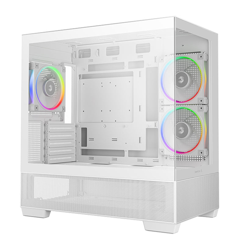 DeepCool CG380 3F Panoramic Dual Tempered Glass MATX Case (Black, White)