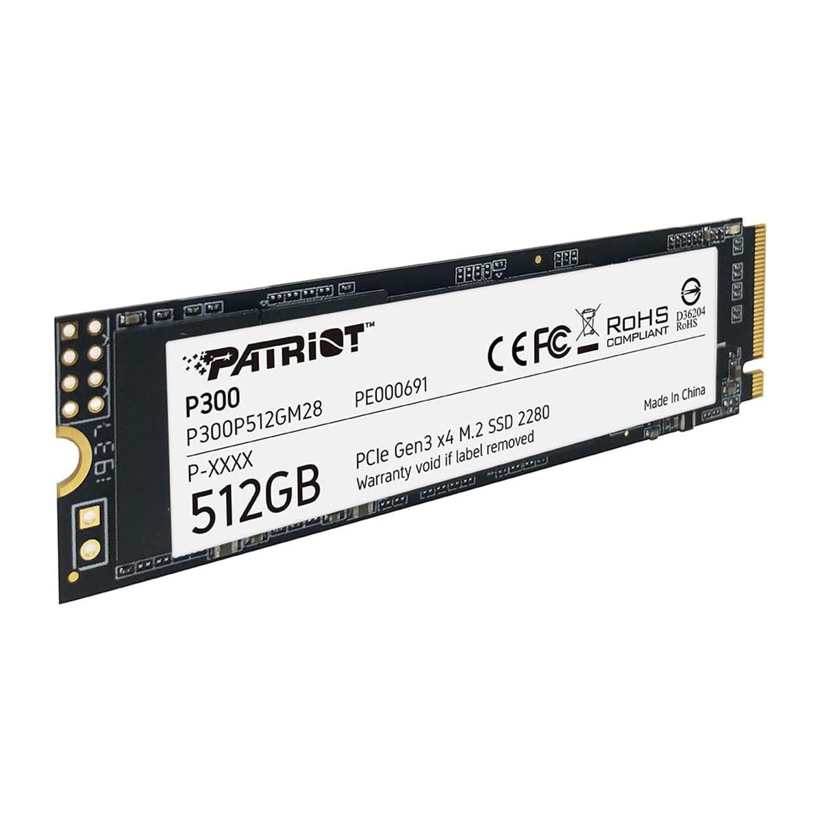 Patriot P300 512GB M.2 2280 PCIe Gen3 x4 SSD with 1700MB/s Read/ 1100MB/s Write (P300P512GM28)
