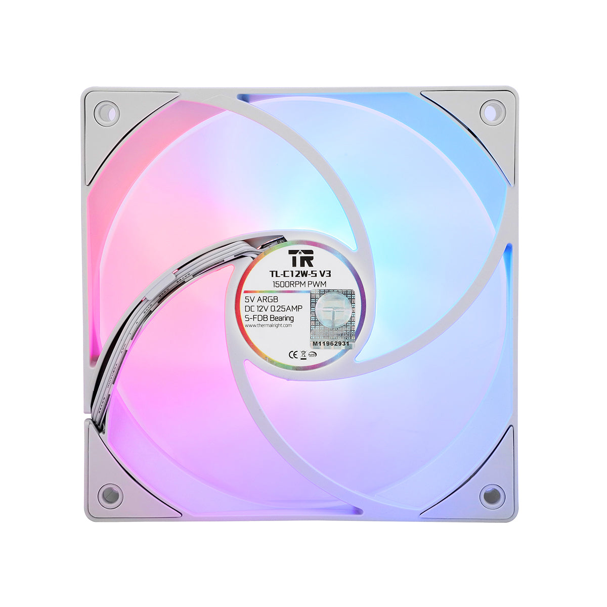 Thermalright TL-C12W-S V3 120MM PWM ARGB CPU Cooling Fan (White) (3-Pack)