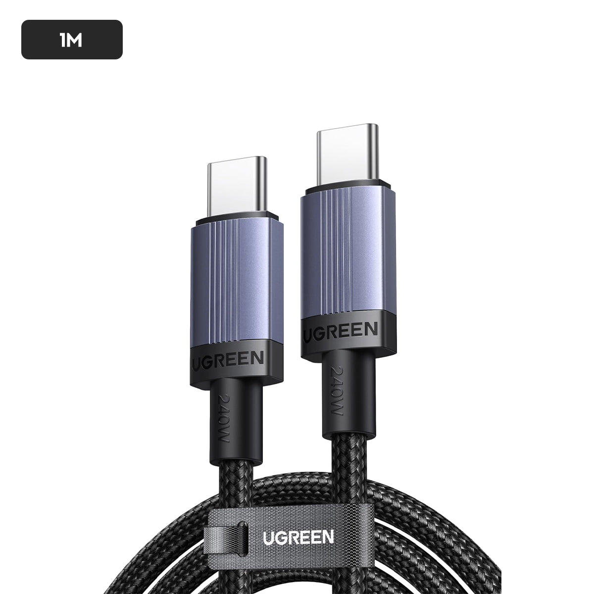 Ugreen USB-C to USB-C 5A/240W Max PD Fast Charging Braided Cable - (Space Gray)