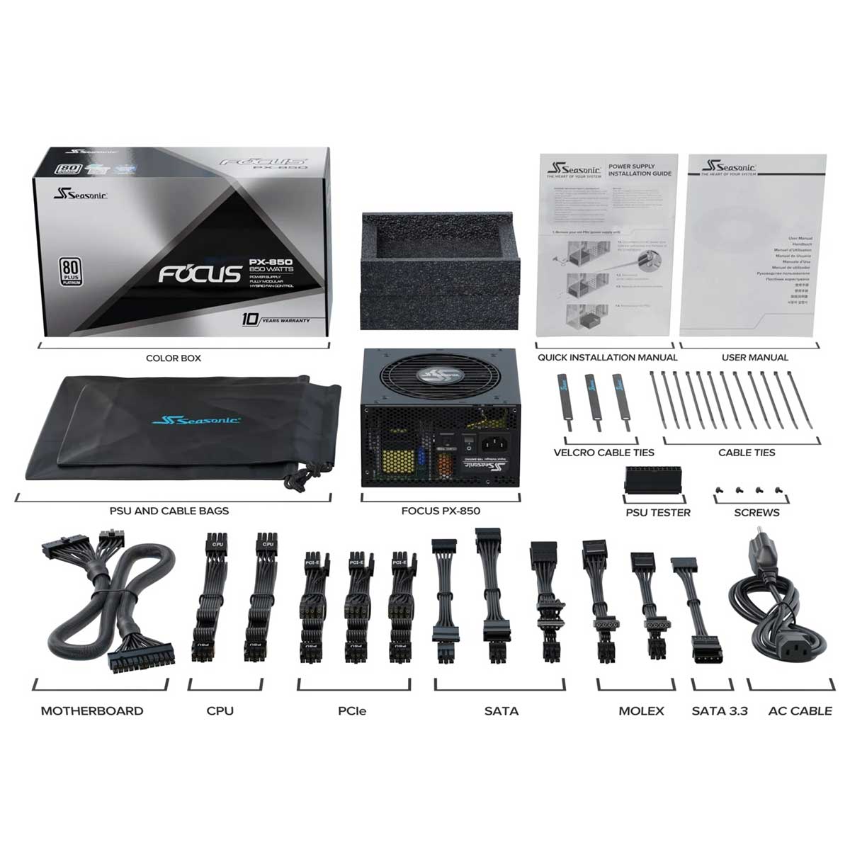 Seasonic Focus PX-850 850W 80+ Platinum Fully Modular Power Supply (SSR-850PX)